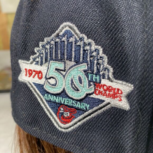 SneakerTown New Era Baltimore Orioles Fitted Hat 50th Anniversary Size 7 1/4 MLB - Picture 2 of 7